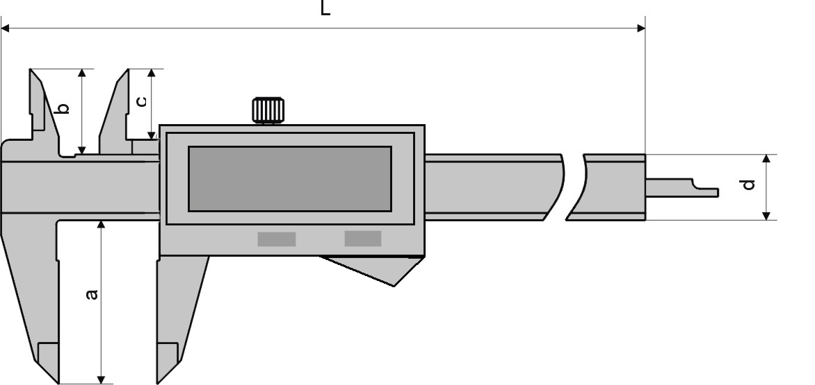 Technical drawing Digital pocket caliper 0-200 mm IP 67 with certificate