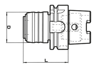 Zeichnung Gewindeschneidfutter HSK-100A, Bereich M3-M12