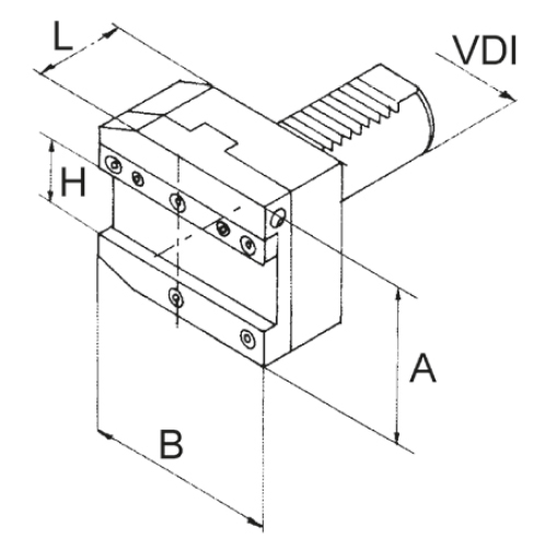 Drawing VDI 40 parting off tool holder, right, AR-40-32