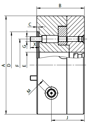 Zeichnung 2 Dreibacken-Keilstangenfutter Typ 3474-400 RHU