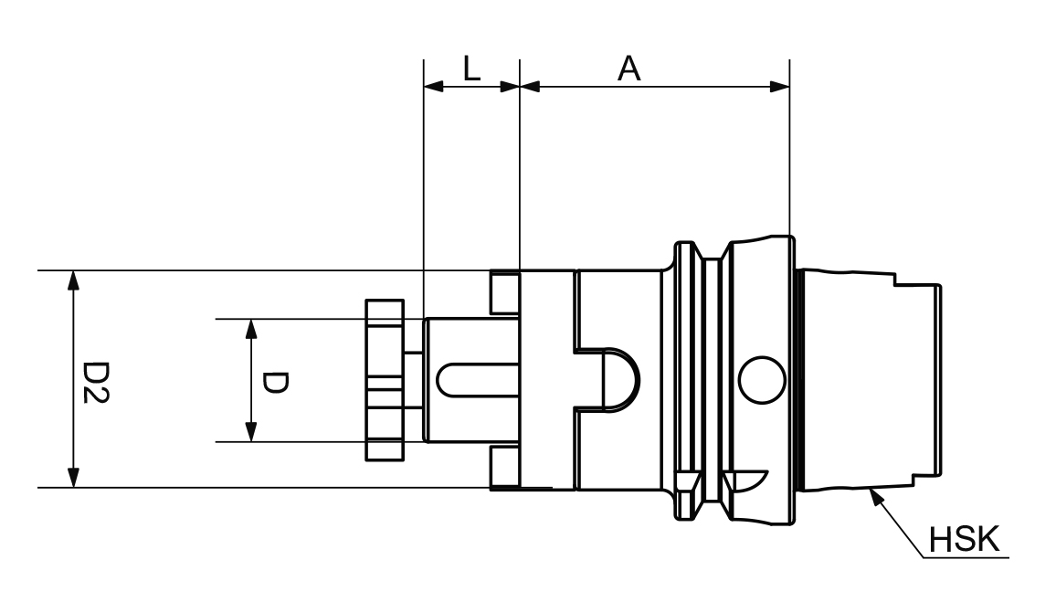 Drawing Shell mill holder, HSK-A 63, Ø 22 mm / A 100 mm