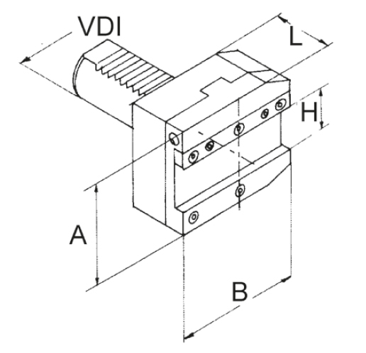 Drawing VDI 50 parting off tool holder, left, AL-50-26