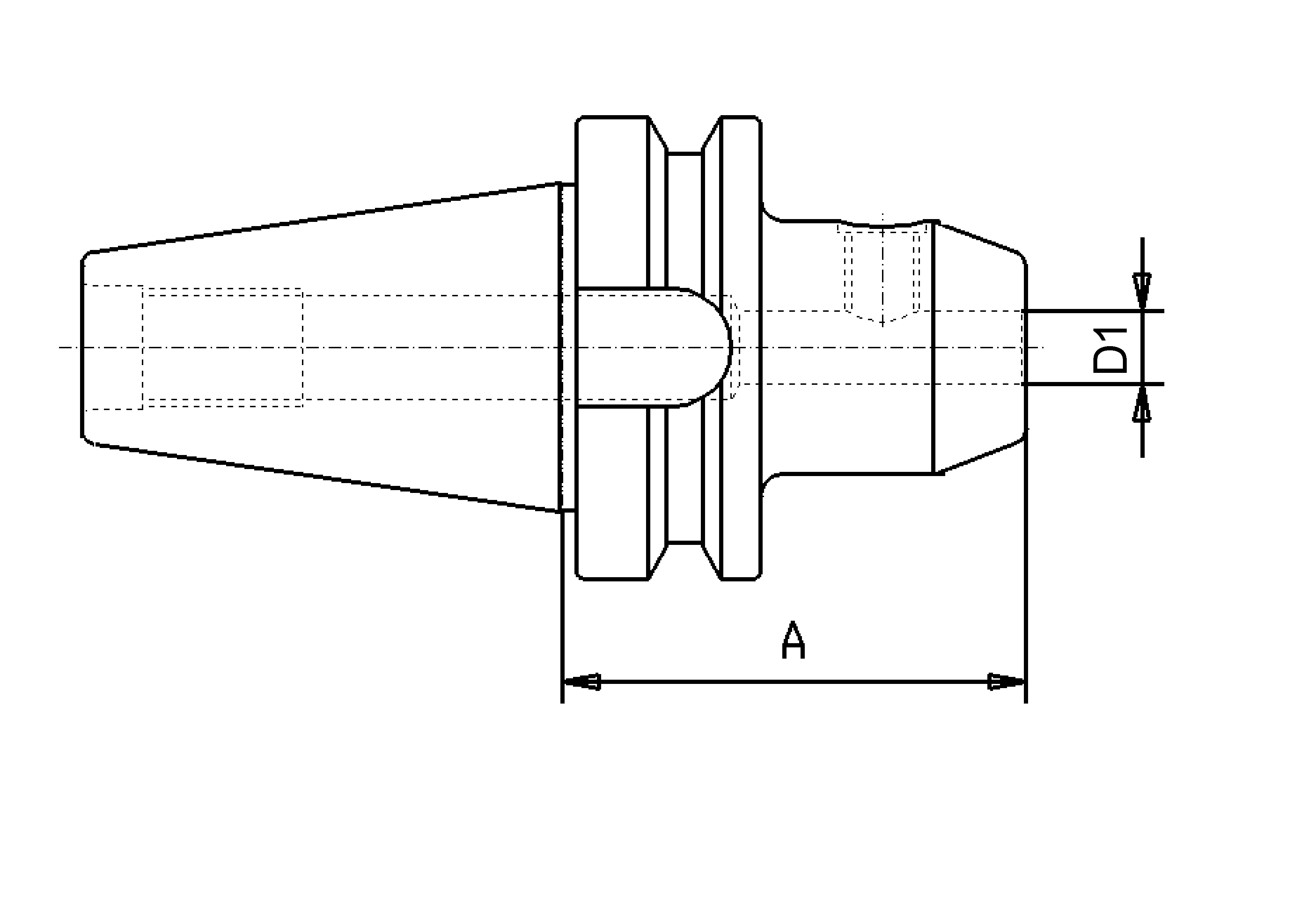 Drawing End mill adapter WELDON MAS BT50, D1:16 / A:80