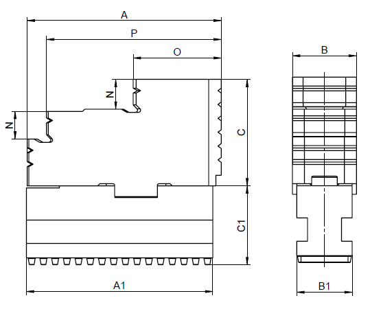 Zeichnung Harte Umkehrbacken für Keilstangenfutter Ø 250 mm Zeichnung Harte Umkehrbacken für Keilstangenfutter Ø 250 mm