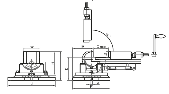 Zeichnung 1 3-Achsen-Schraubstock MSK3 Typ 80