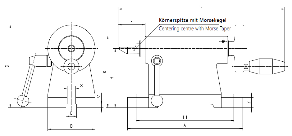 Drawing Tailstock Bison type 5818-100