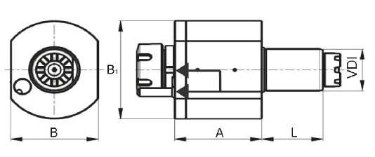 Drawing Driven tool TOEM, VDI 30 ER 25 without IC Drawing Driven tool TOEM, VDI 30 ER 25 without IC
