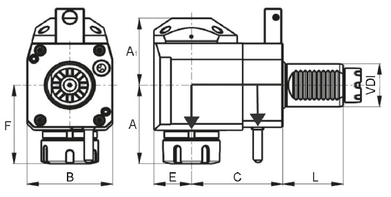 Drawing Driven tool TOEM VDI 30 ER 25, without IC Drawing Driven tool TOEM VDI 30 ER 25, without IC