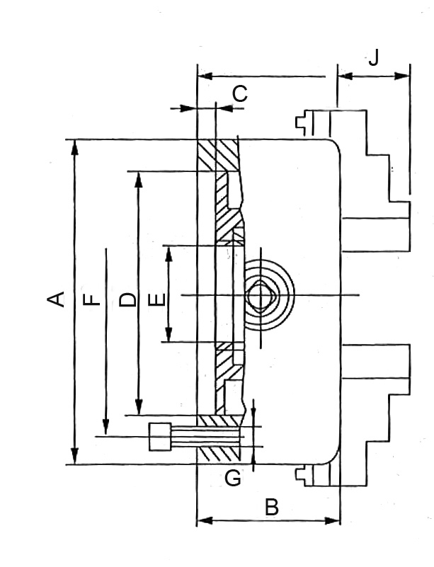 Drawing Six-jaw lathe chuck Basic Ø 100 mm Drawing Six-jaw lathe chuck Basic Ø 100 mm