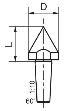 Drawing Large pointed centre fortailstock centres type 933
