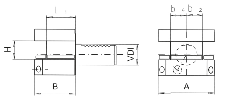 Zeichnung Vierkant-Mehrfach-Aufnahme VDI 30, überkopf, D2