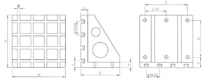 Drawing Angle plate with t-slots, type RS28-800/14