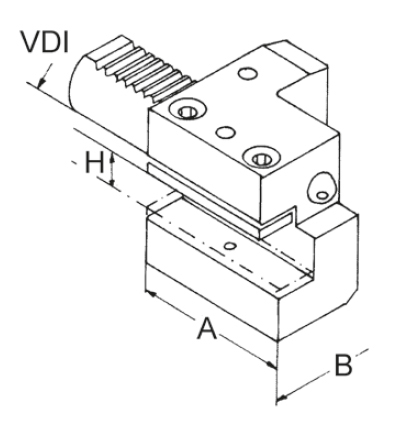 Zeichnung Axial-Werkzeughalter VDI 40, links, Typ C2