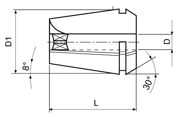Zeichnung Gewindebohrzange mit Innenvierkant ER 32 Ø 7,0 mm