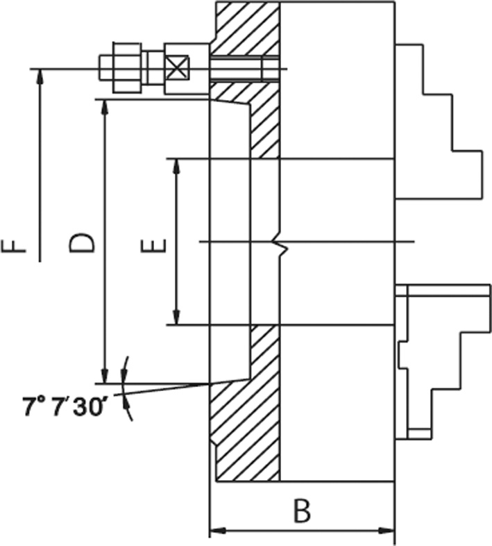 Drawing Three-jaw lathe chuck DIN 55027 Ø 400 mm, Taper 8