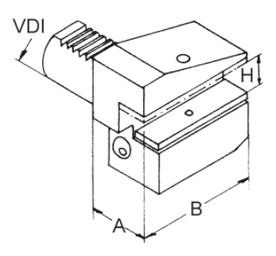 Zeichnung Werkzeughalter VDI 60, überkopf, links, Typ B4