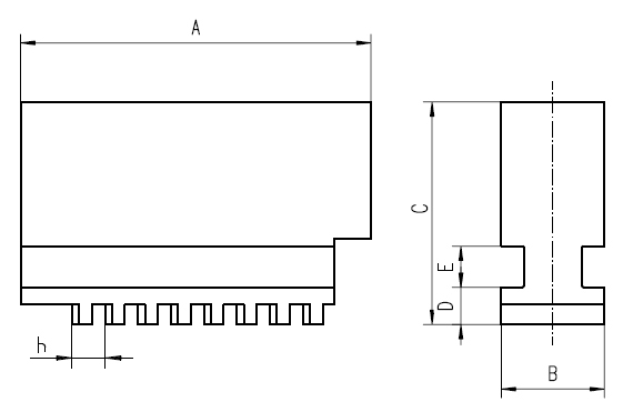 Drawing Soft solid jaws for 3-jaw scroll chucks Ø 160 mm