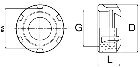 Drawing Clamping nuts ER 40 standard Drawing Clamping nuts ER 40 standard