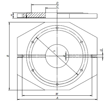 Zeichnung Grundplatte für Drehfutter Typ 9450-160