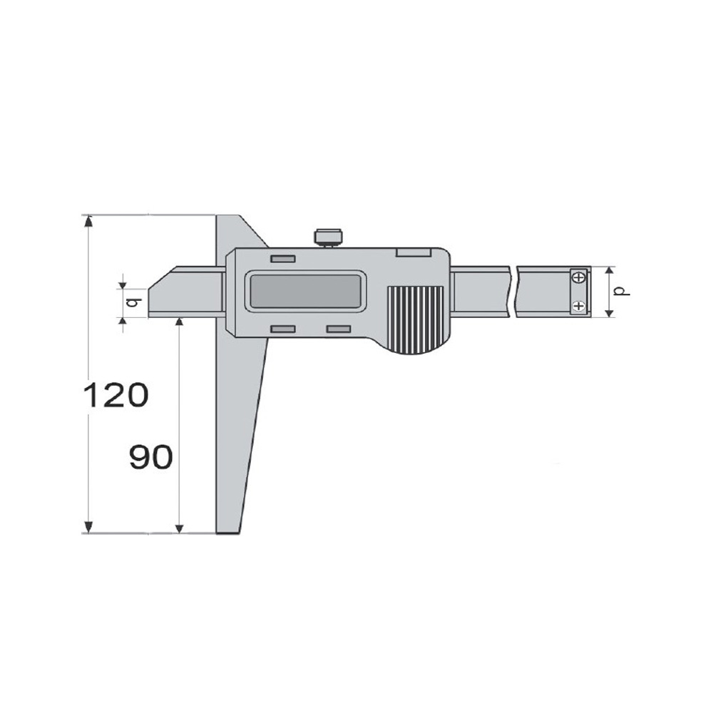Zeichnung Digital Tiefen-Messschieber 200 x 120 mm mit asymmetrischer Brücke