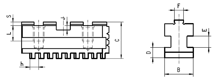 Drawing 1 Hard master jaws for 2-jaw scroll chucks Ø 160 mm