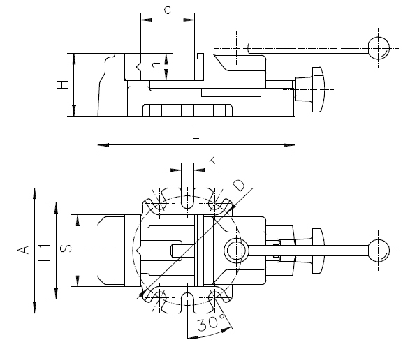 Drawing Quick-acting machine vice Bison type 6542-100