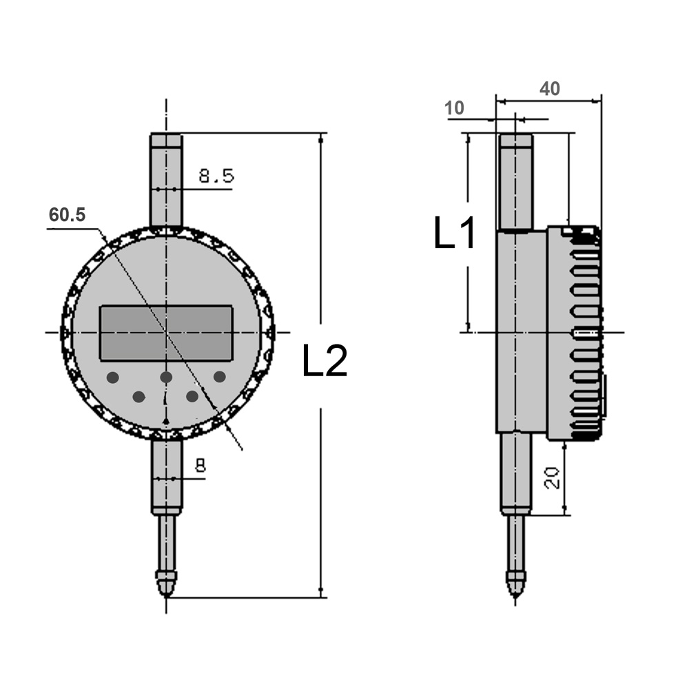 Zeichnung Digital Messuhr 25 x 0,001 mm Absolut System