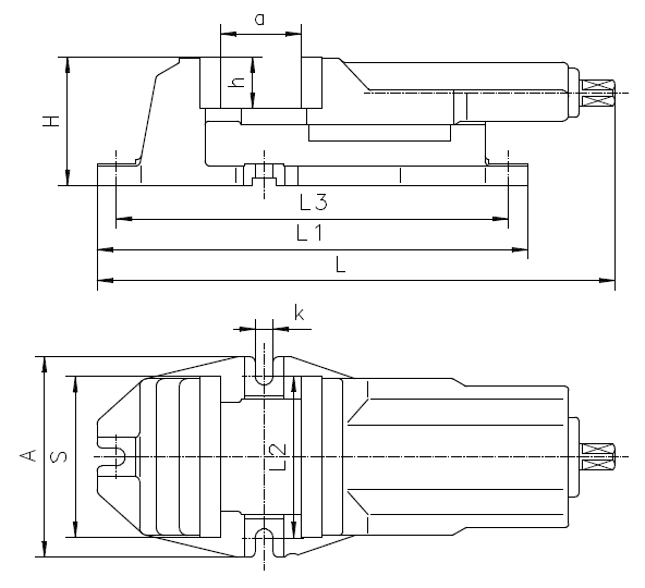Zeichnung Maschinenschraubstock Typ 6512-200, mechanisch