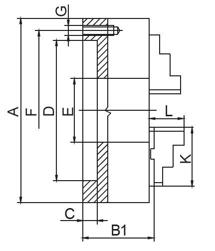 Drawing 3-jaw lathe chuck DIN 6350 Ø 800 mm, cast iron