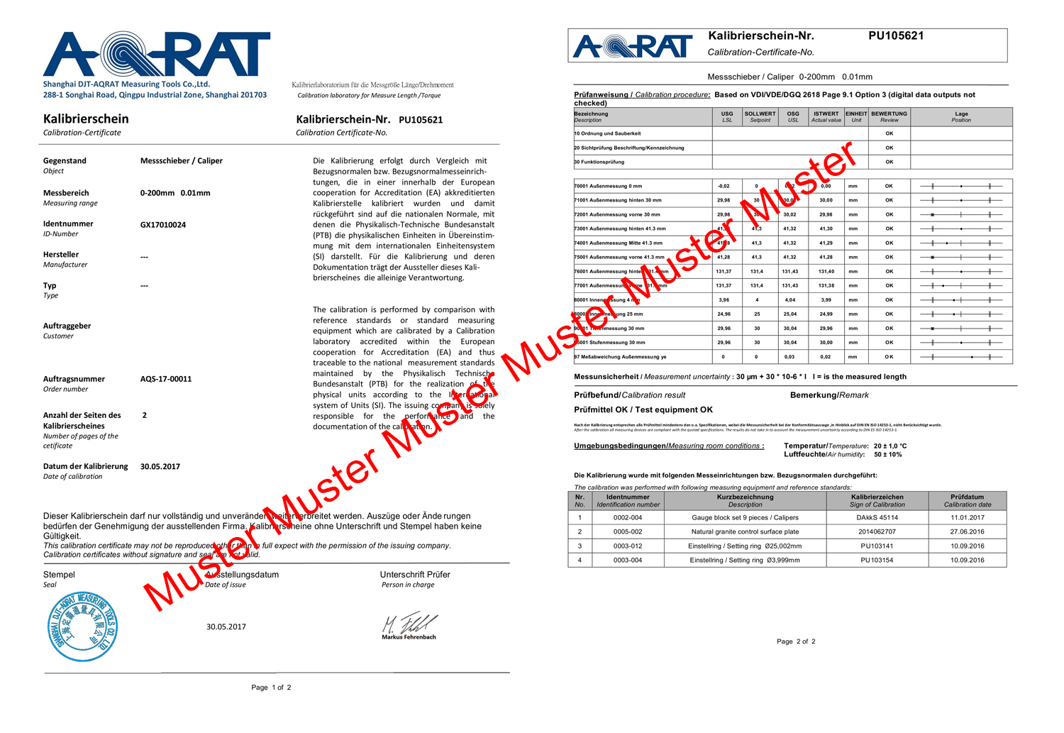 Muster Kalibrierschein Messschieber Muster Kalibrierschein Messschieber