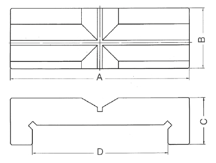 Zeichnung Prismenbacke 100-110 mm mit Werkstückanschlag