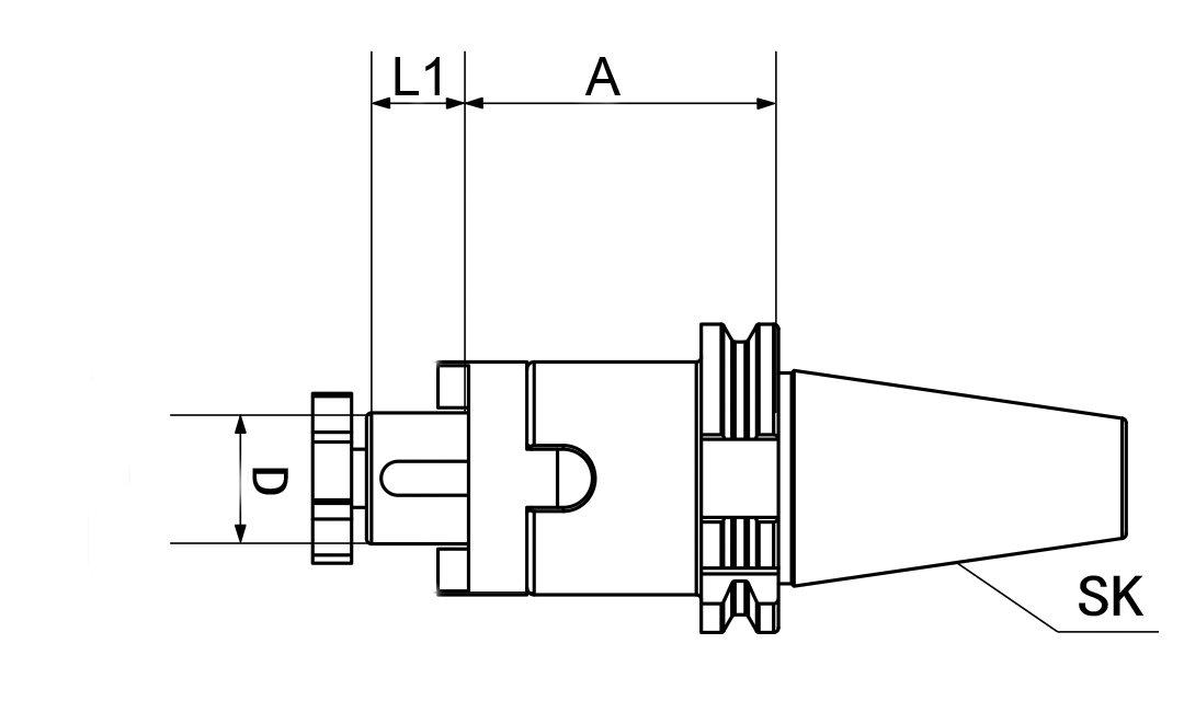 Zeichnung Kombi Aufsteck-Fräsdorn, DIN 69871 SK 40, D: 13 mm
