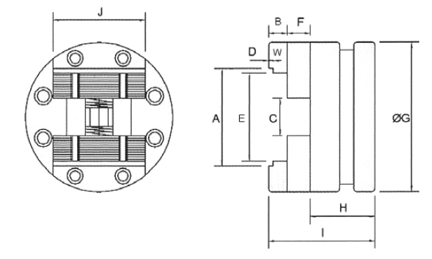 Zeichnung 5-Achsen-Schraubstock, zentrisch Typ SR5-130