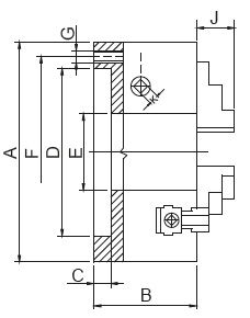 Drawing Four-jaw lathe chuck Wescott Ø 250 mm Drawing Four-jaw lathe chuck Wescott Ø 250 mm