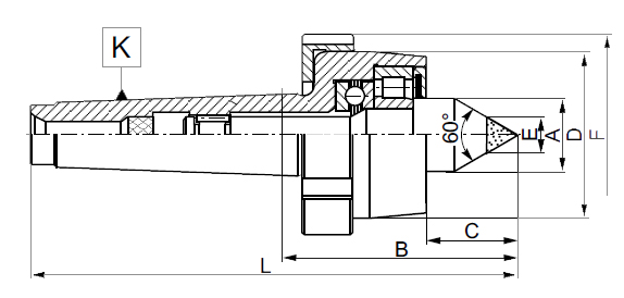 Drawing Heavy duty tailstock centre Bison type 8816-1