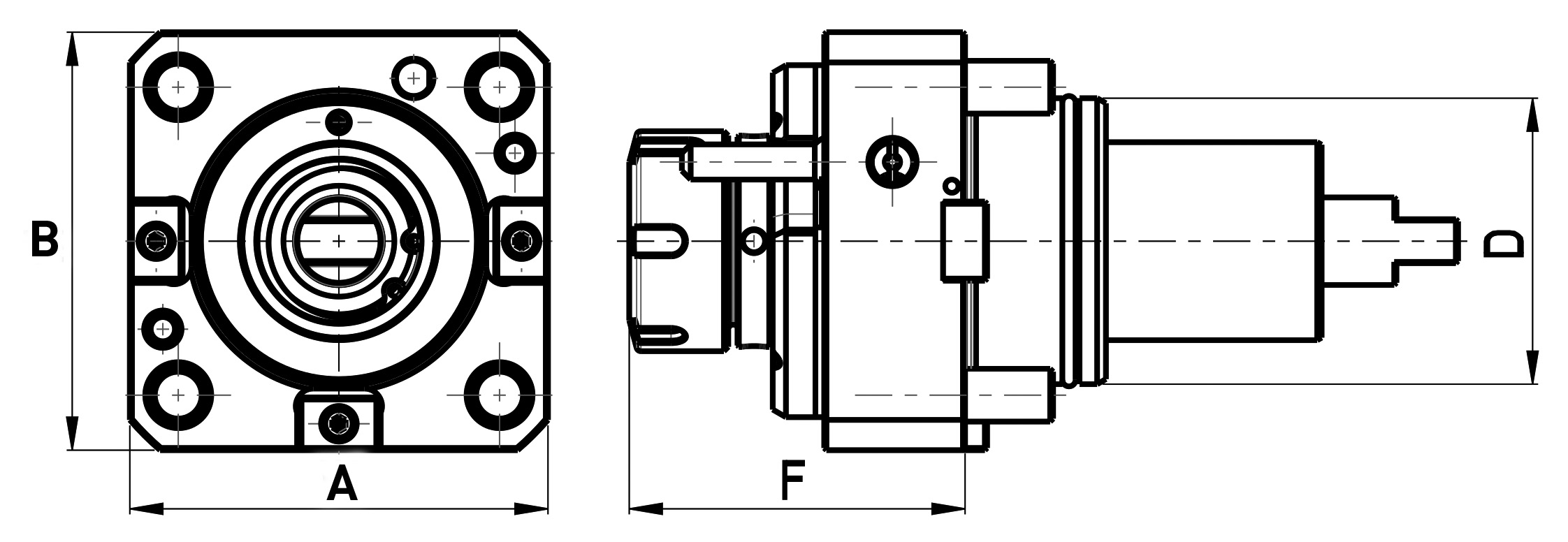 Zeichnung Angetriebenes Werkzeug Ø 65 mm gerade, ohne IK Zeichnung Angetriebenes Werkzeug Ø 65 mm gerade, ohne IK