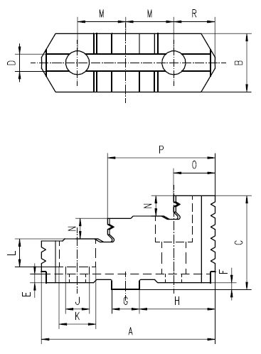 Drawing Hard top jaws for 3-jaw scroll chucks Ø 160 mm