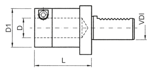 Zeichnung Werkzeughalter VDI 40 geschlitzt, Typ E2S-40-25