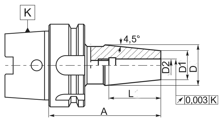 Drawing Shrink chuck HSK-A 63, Ø 8 mm / A 80 mm