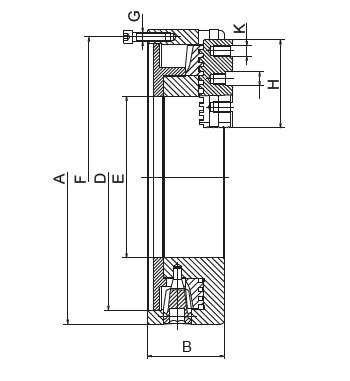 Drawing 1 Three-jaw chuck with large through-hole Ø 800 mm