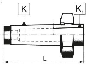 Drawing Spindle sleeve with draw-off thread / nut, MT 5/2 Drawing Spindle sleeve with draw-off thread / nut, MT 5/2