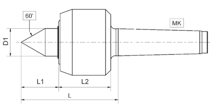 Zeichnung Mitlaufende Drehbankspitze Serie 800, Typ 853