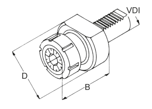 Zeichnung Spannzangenfutter VDI 20 für Spannzangen ER 25