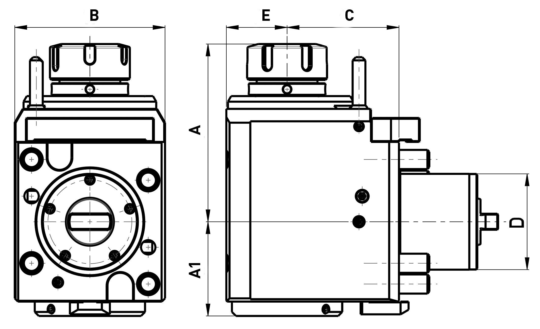 Drawing Driven tool Ø 60 mm angular, with IC Drawing Driven tool Ø 60 mm angular, with IC