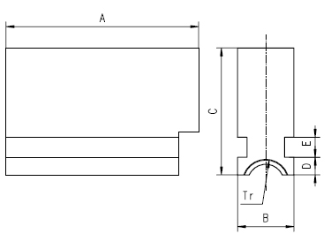 Drawing Soft solid jaws for Bison Wescott Ø 200 mm