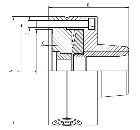 Drawing 5C collet chuck Bison type 3975-125-5C
