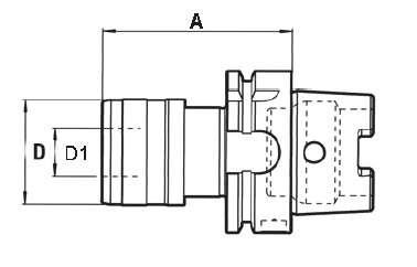 Zeichnung Gewindeschneidfutter HSK 63A, M5 - M22