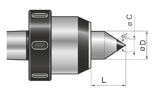 Zeichnung 2 Mitlaufende Drehbankspitze 1605 mit HM-Spitze MK 5