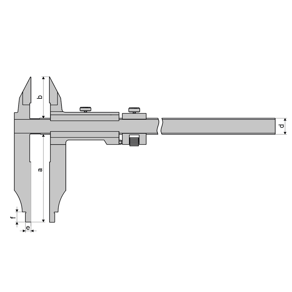 Technical drawing Control caliper 300 mm light version without points