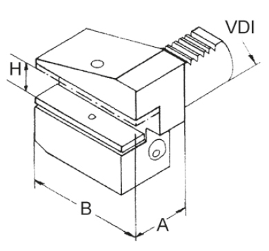 Drawing VDI 20 tool holder, inverted, right-hand, type B3
